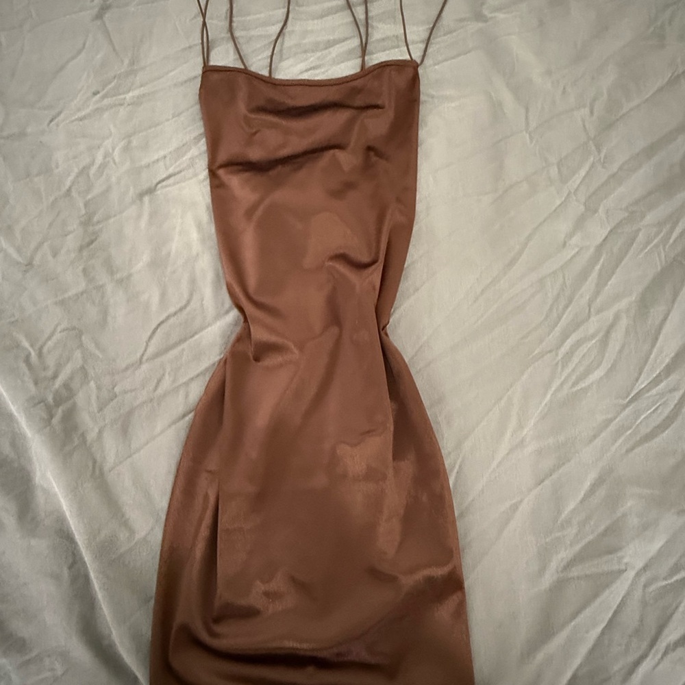 H&M Brown Spaghetti Strap Slip Dress